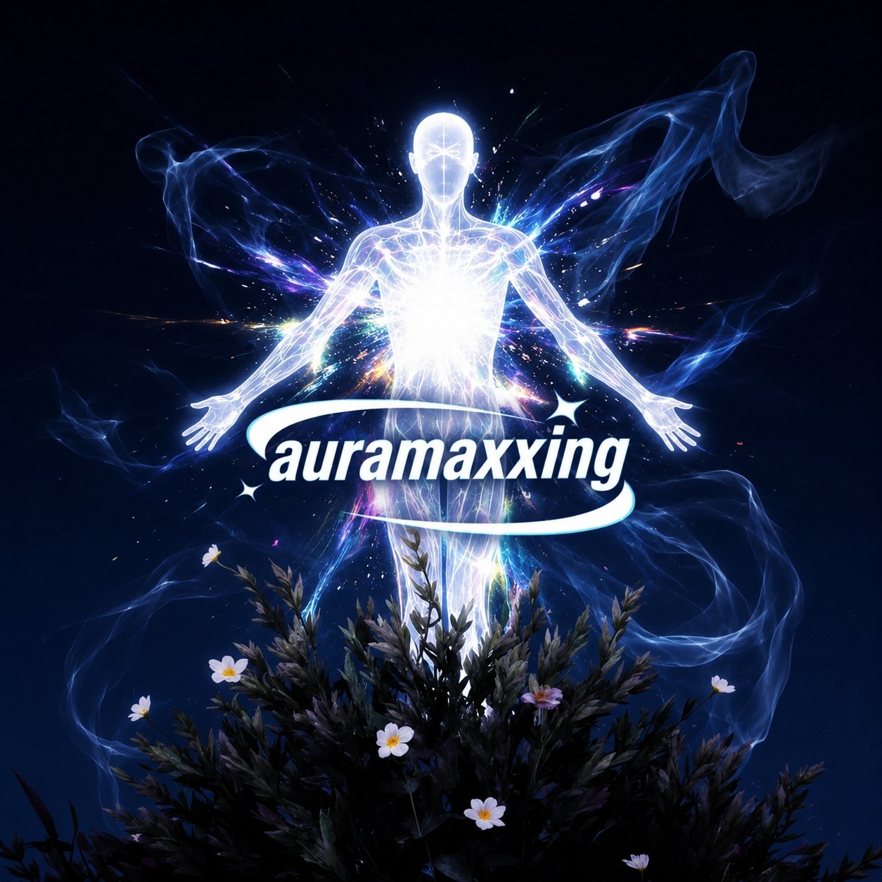 White luminous body surrounded by blue energy